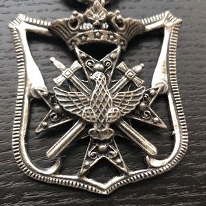 Coat of Arms Pendant And Silvertone Necklace